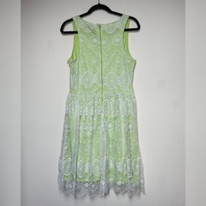 Betsey Johnson Lime Green Lace Overlay Dress